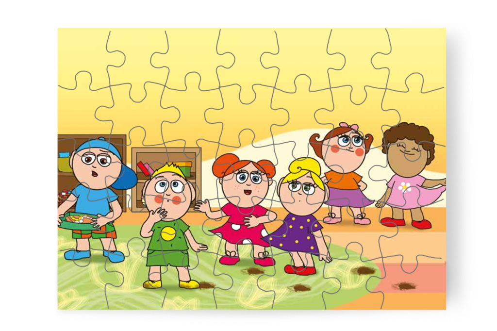 Sáros cipő és elveszett dobókocka – Szerepcsere puzzle, 35 darab [TC29-14-P35]