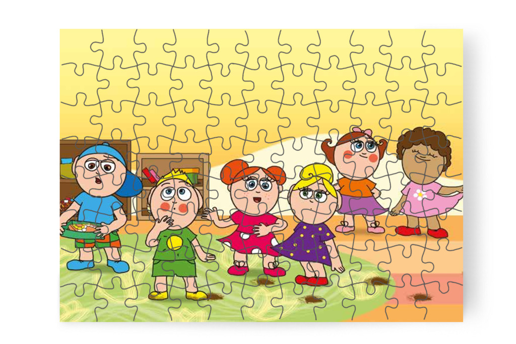 Sáros cipő és elveszett dobókocka – Szerepcsere puzzle, 88 darab [TC29-14-P88]