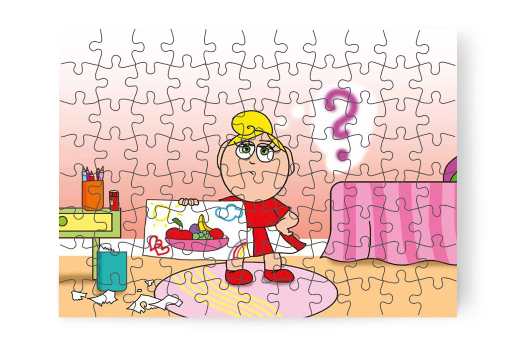 Kata kifogy a rajzötletekből – Mikor a gyerekek nem mehetnek az óvodába puzzle, 88 darab [TC25-12-P88]