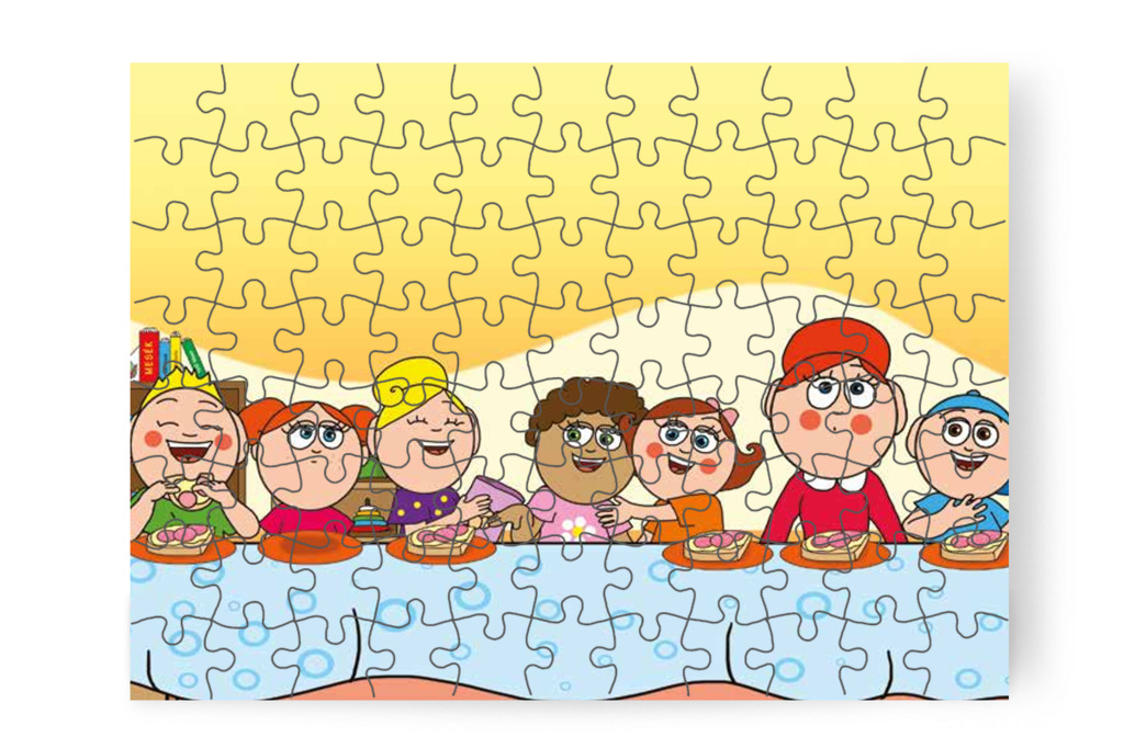 Kata kekszet kínál Dollynak – Szerepcsere puzzle, 88 darab [TC29-18-P88]