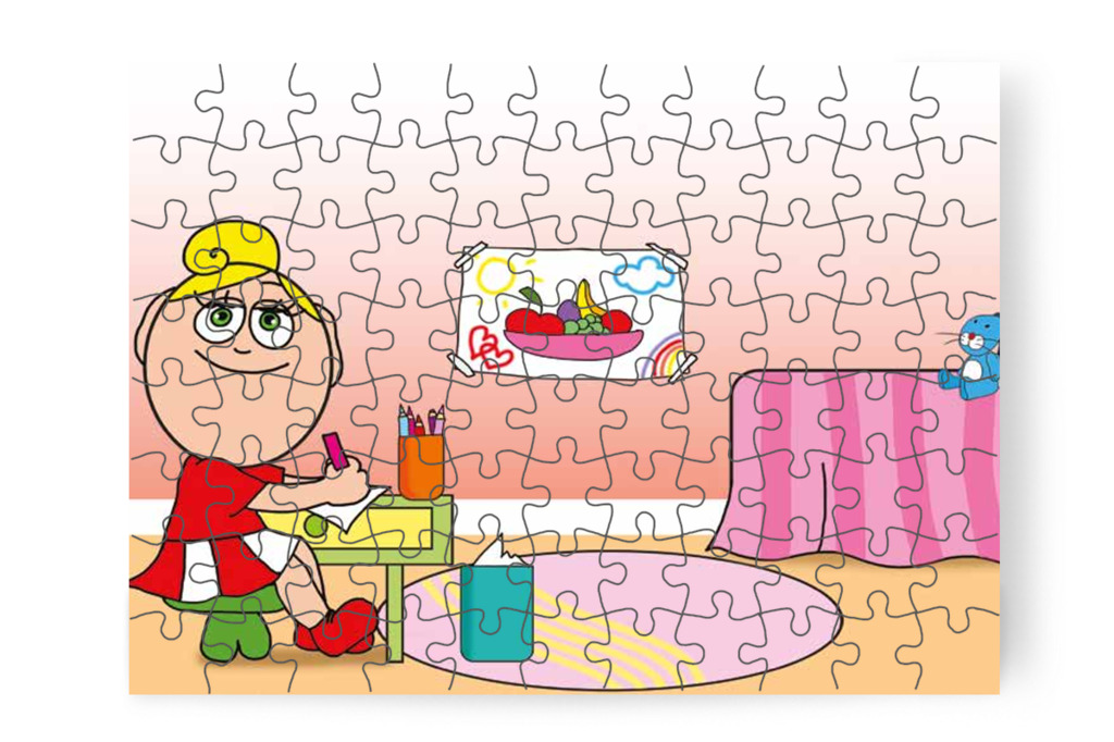 Kata tulipános képeslapot rajzol – Mikor a gyerekek nem mehetnek az óvodába puzzle, 88 darab [TC25-14-P88]