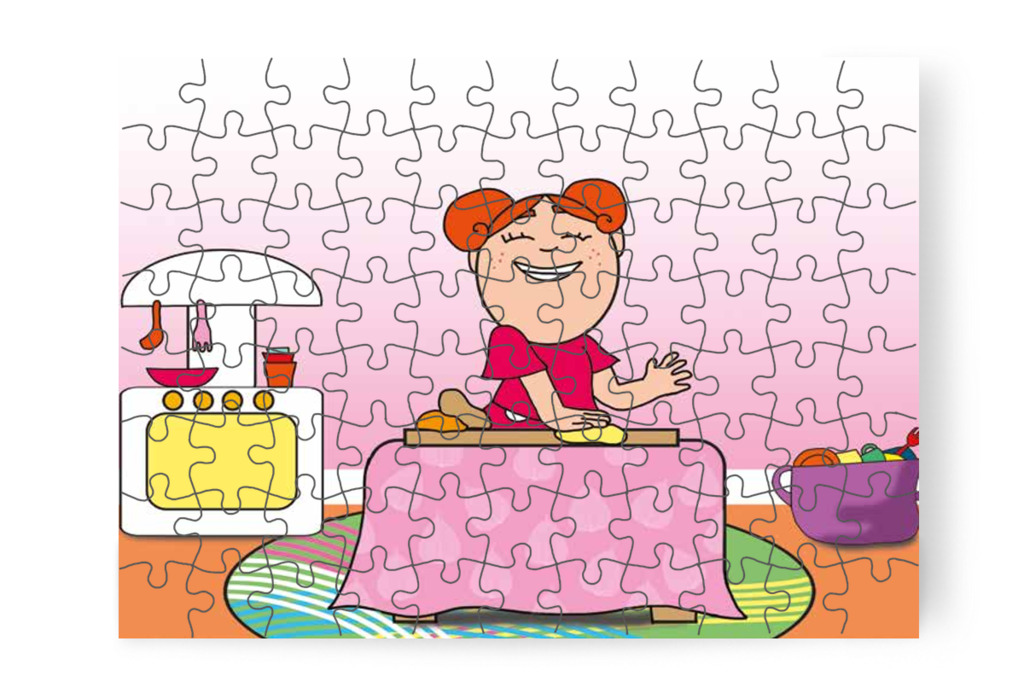 Klára gyurmából dobostortát készít – Mikor a gyerekek nem mehetnek az óvodába puzzle, 88 darab [TC25-16-P88]