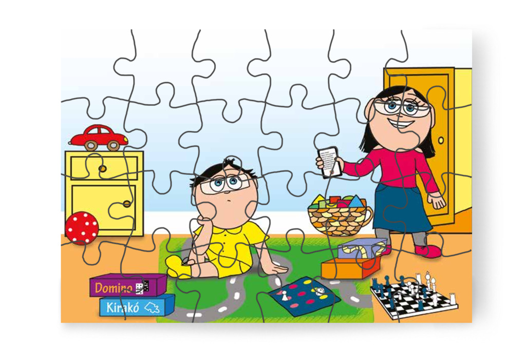 Tamás egyedül unja a társasjátékot – Mikor a gyerekek nem mehetnek az óvodába puzzle, 24 darab [TC25-21-P24]