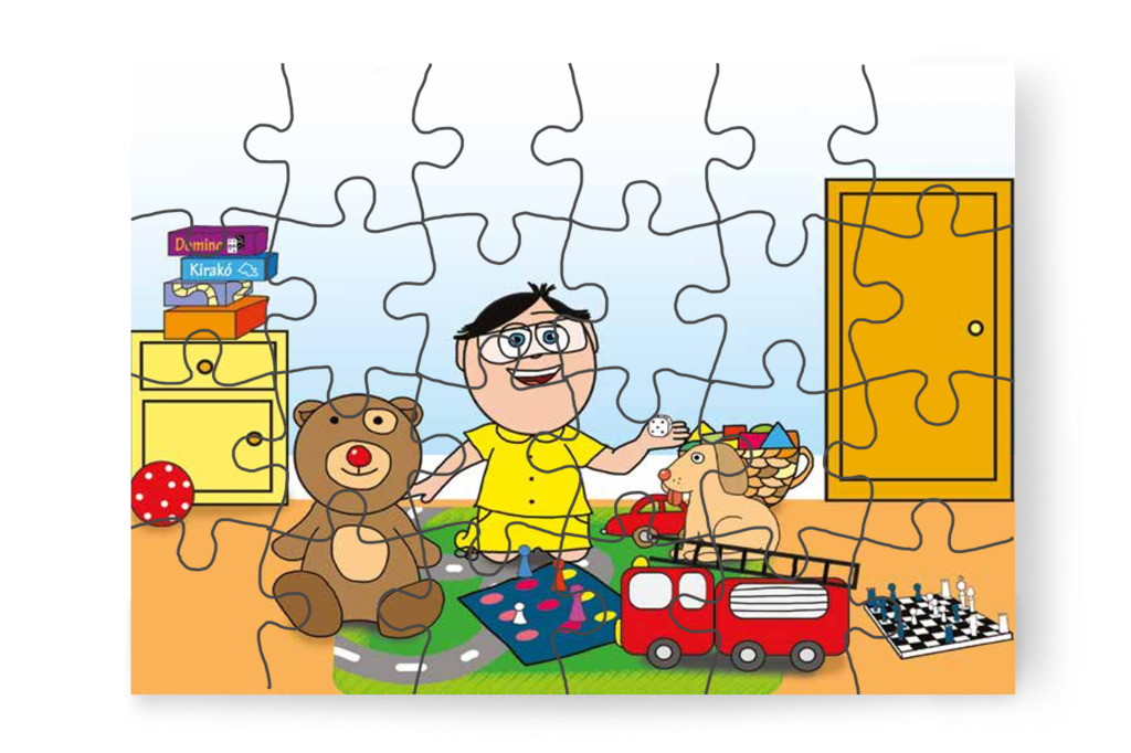 Tamás a játékait ülteti a társas köré – Mikor a gyerekek nem mehetnek az óvodába puzzle, 24 darab [TC25-22-P24]