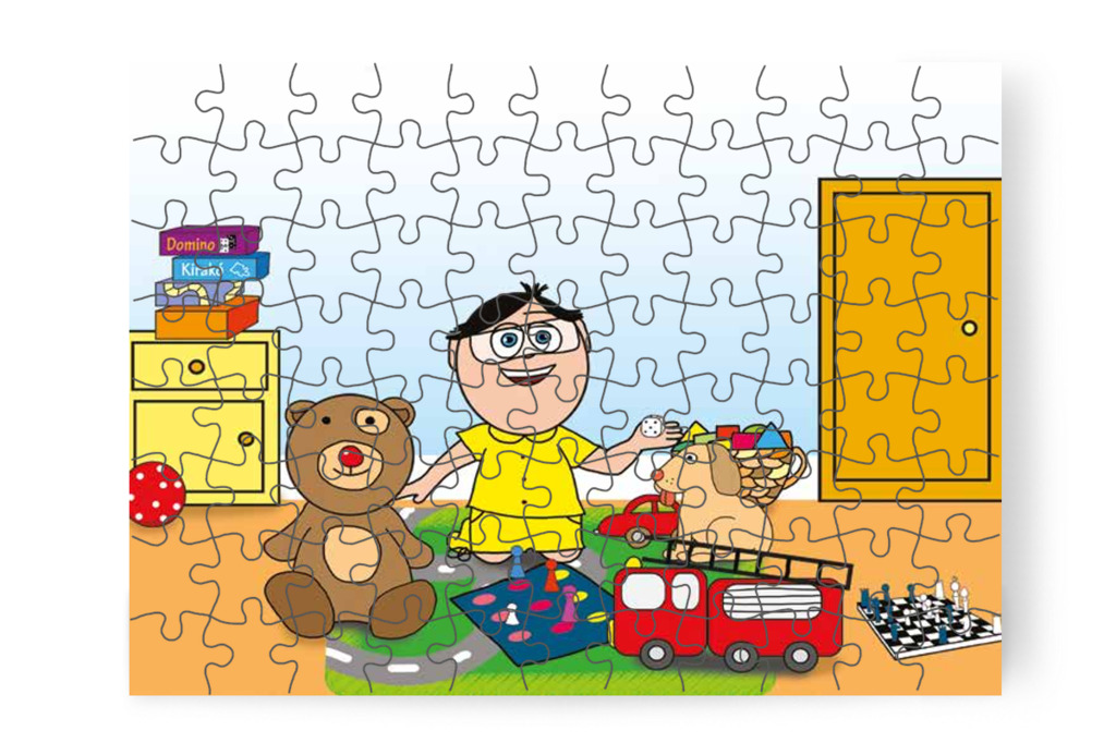 Tamás a játékait ülteti a társas köré – Mikor a gyerekek nem mehetnek az óvodába puzzle, 88 darab [TC25-22-P88]