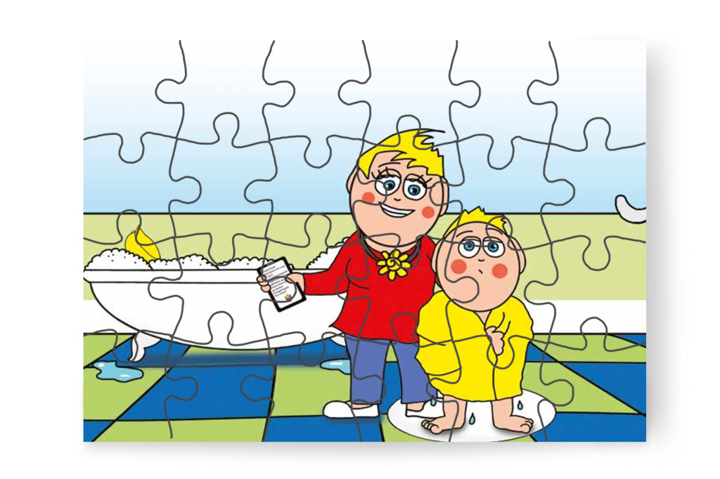 Patrik új vizes játékot keres – Mikor a gyerekek nem mehetnek az óvodába puzzle, 24 darab [TC25-23-P24]