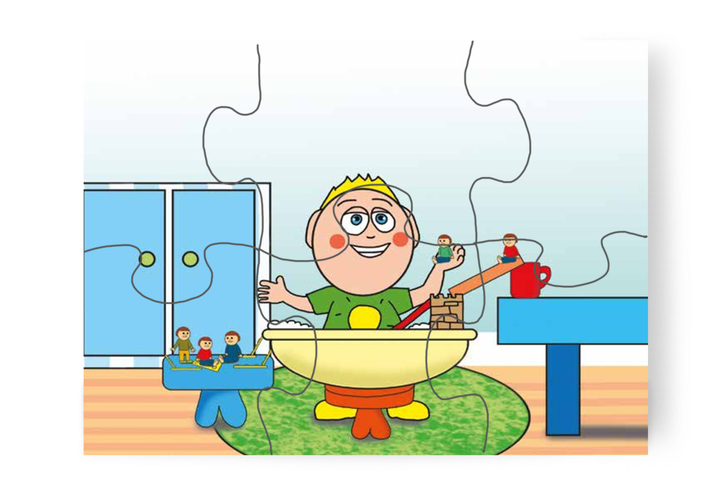Patrik strandot épít a Lego figuráknak – Mikor a gyerekek nem mehetnek az óvodába puzzle, 6 darab [TC25-24-P06]