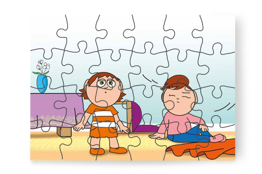 Izabella megbotlik a kergetőzés közben – Mikor a gyerekek nem mehetnek az óvodába puzzle, 24 darab [TC25-27-P24]