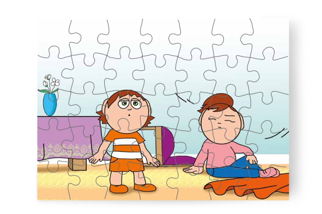 Izabella megbotlik a kergetőzés közben – Mikor a gyerekek nem mehetnek az óvodába puzzle, 35 darab [TC25-27-P35]