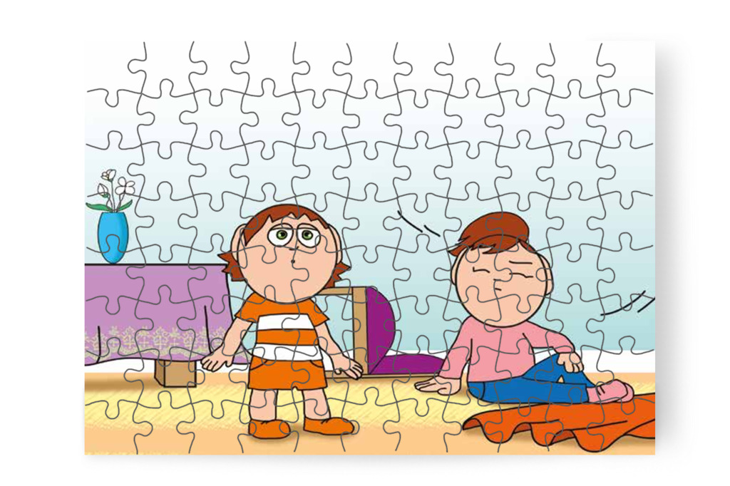 Izabella megbotlik a kergetőzés közben – Mikor a gyerekek nem mehetnek az óvodába puzzle, 88 darab [TC25-27-P88]