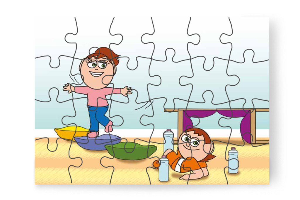 Ádám és Izabella akadálypályát készít – Mikor a gyerekek nem mehetnek az óvodába puzzle, 24 darab [TC25-28-P24]