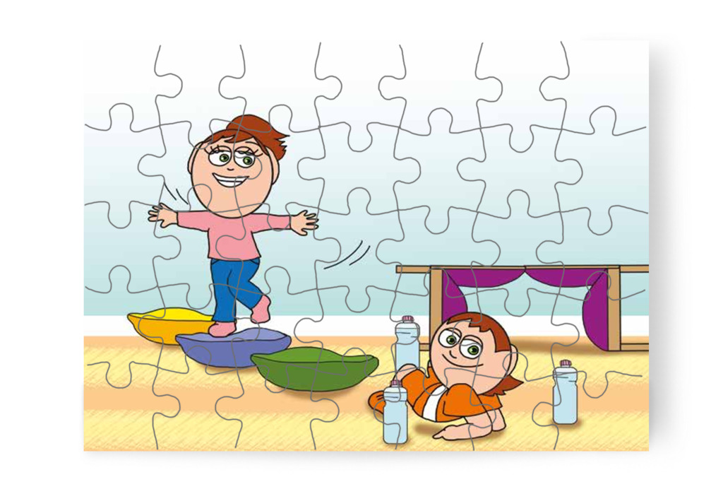 Ádám és Izabella akadálypályát készít – Mikor a gyerekek nem mehetnek az óvodába puzzle, 35 darab [TC25-28-P35]