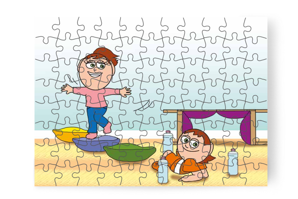 Ádám és Izabella akadálypályát készít – Mikor a gyerekek nem mehetnek az óvodába puzzle, 88 darab [TC25-28-P88]