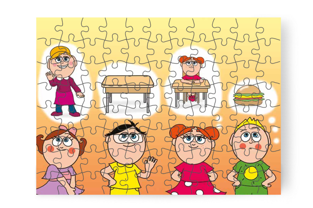 Patrik az iskolai ebédet várja – Nyíltnap az iskolában puzzle, 88 darab [TC30-05-P88]