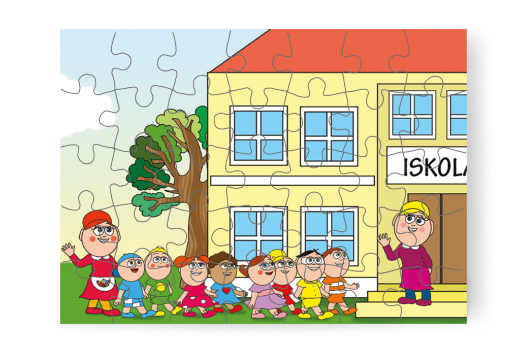 Nelli néni a bejáratnál fogadja őket – Nyíltnap az iskolában puzzle, 35 darab [TC30-06-P35]