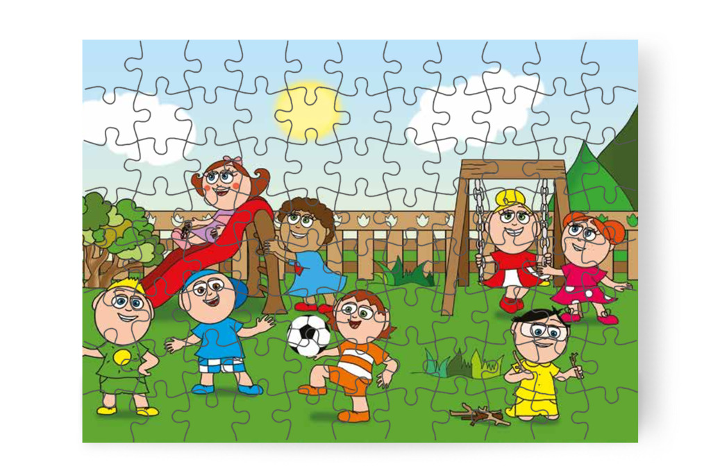 Játék a Tulipán Csoport udvarán – Ádám és a zizegő bokor puzzle, 88 darab [TC26-01-P88]