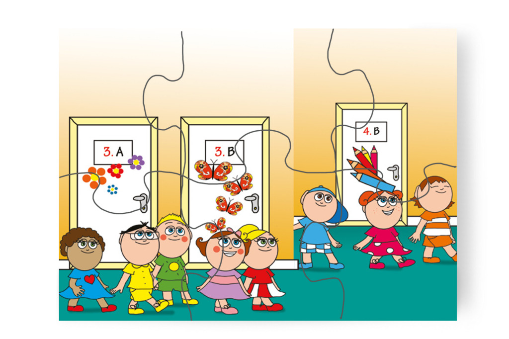 Az ebédlő felé indulnak – Nyíltnap az iskolában puzzle, 6 darab [TC30-16-P06]