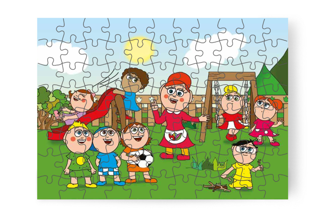 Óvónéni ebédhez hívja a gyerekeket – Ádám és a zizegő bokor puzzle, 88 darab [TC26-02-P88]