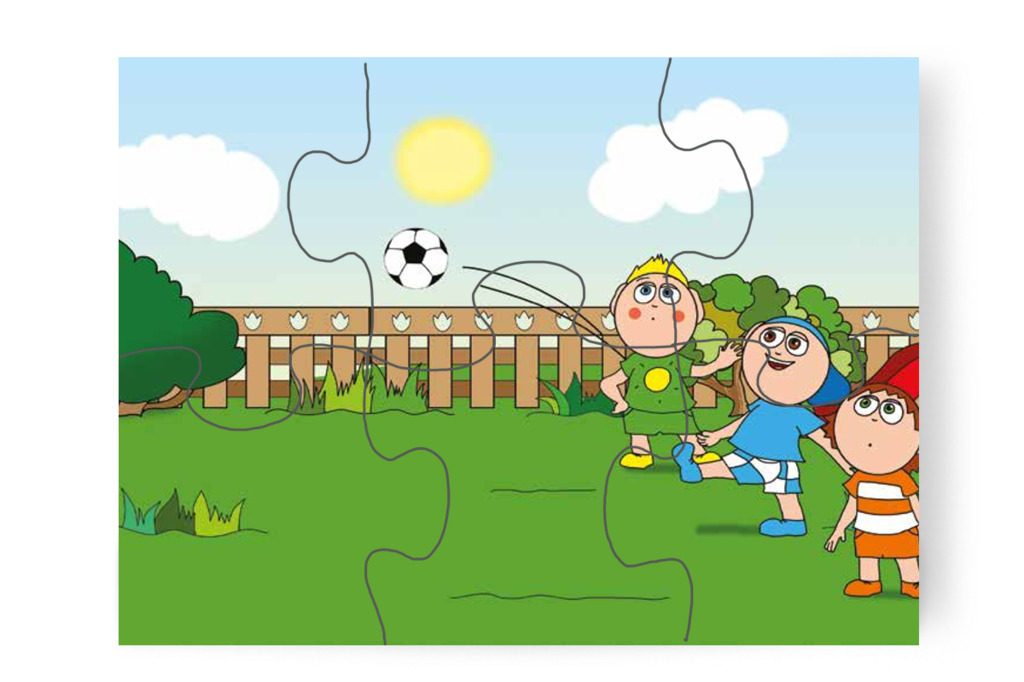 A focilabda a bokorhoz gurul – Ádám és a zizegő bokor puzzle, 6 darab [TC26-03-P06]