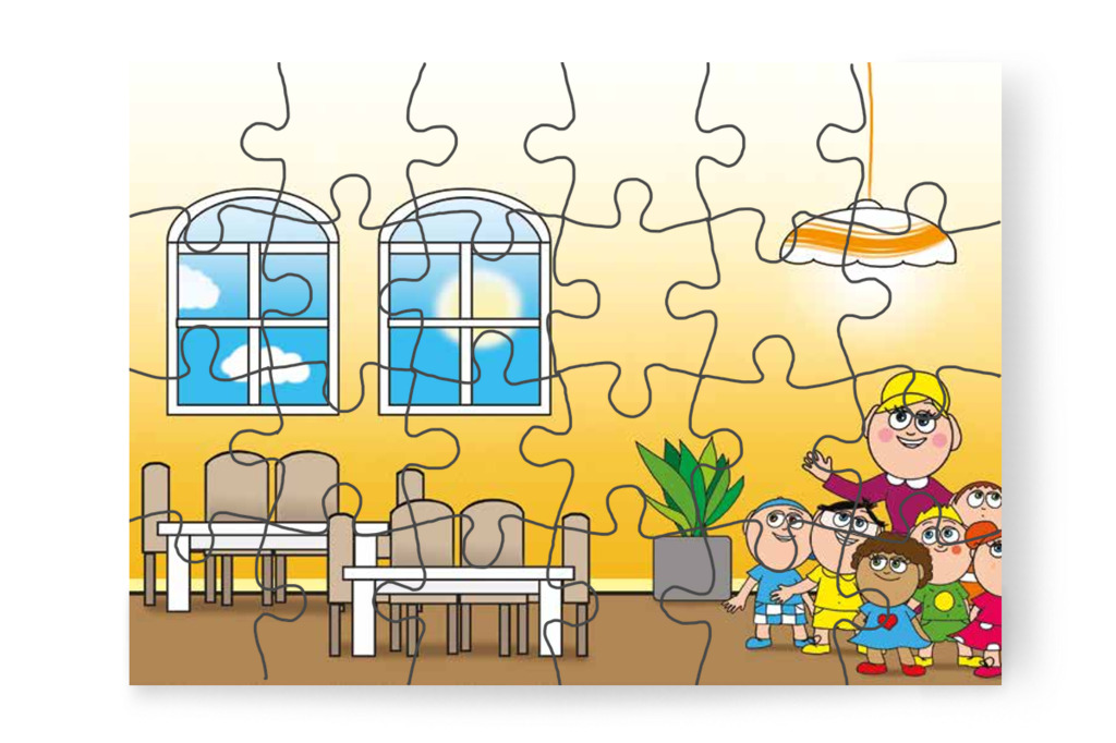 A gyerekek ámulnak az ebédlőben – Nyíltnap az iskolában puzzle, 24 darab [TC30-17-P24]