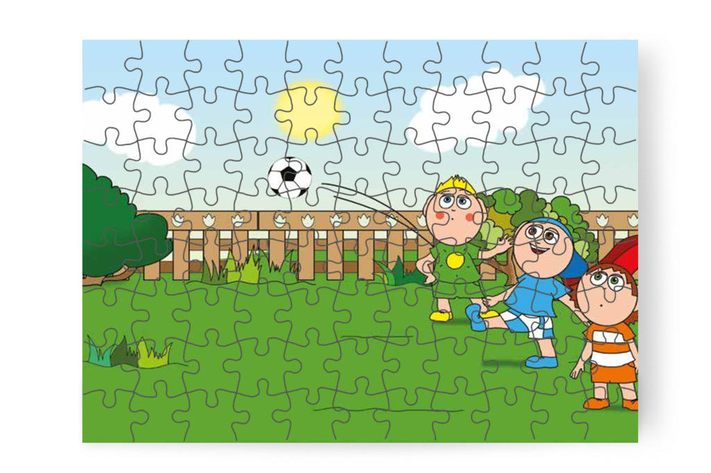 A focilabda a bokorhoz gurul – Ádám és a zizegő bokor puzzle, 88 darab [TC26-03-P88]