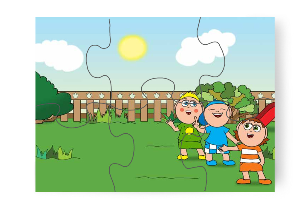 A fiúk a labda után indulnak – Ádám és a zizegő bokor puzzle, 6 darab [TC26-04-P06]