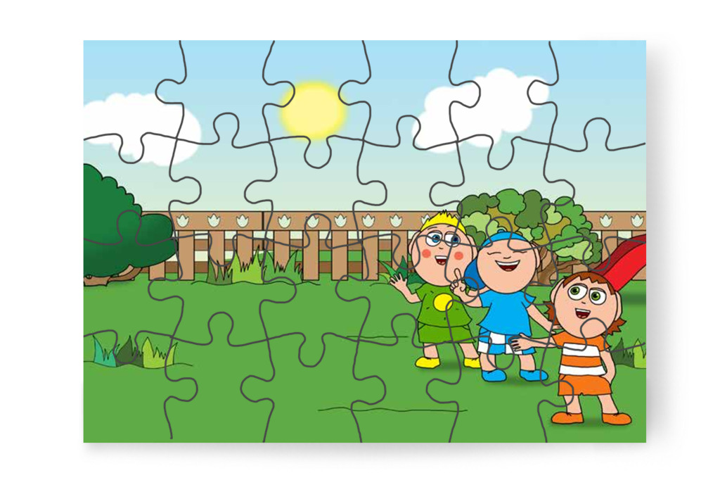 A fiúk a labda után indulnak – Ádám és a zizegő bokor puzzle, 24 darab [TC26-04-P24]