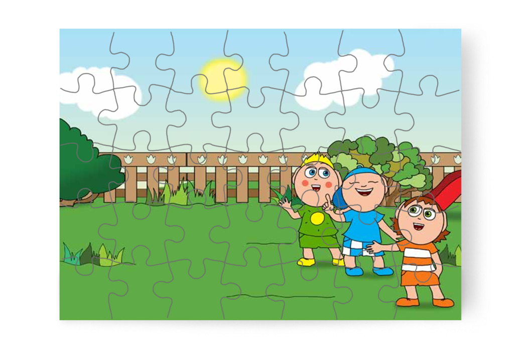 A fiúk a labda után indulnak – Ádám és a zizegő bokor puzzle, 35 darab [TC26-04-P35]