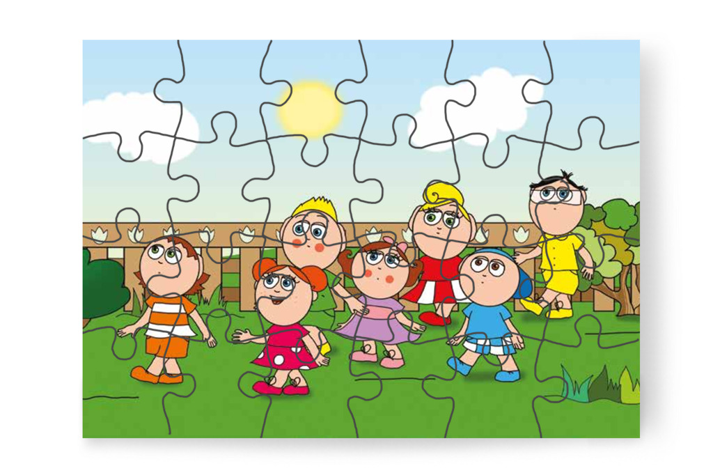 A gyerekek megnézik a bokrot – Ádám és a zizegő bokor puzzle, 24 darab [TC26-08-P24]