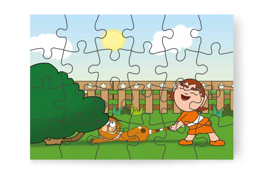 Előbújik a bokor lakója – Ádám és a zizegő bokor puzzle, 24 darab [TC26-13-P24]