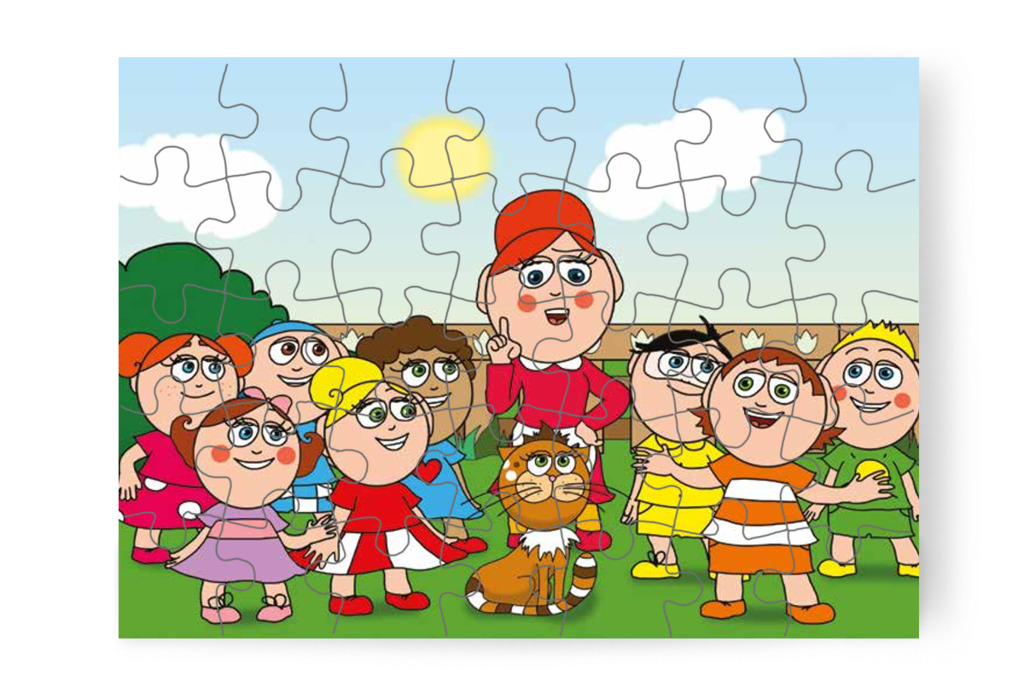 Ádám megsimogatná a cicát – Ádám és a zizegő bokor puzzle, 35 darab [TC26-15-P35]