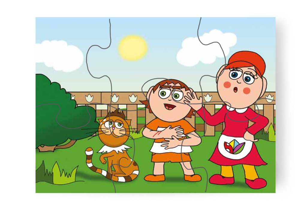 Óvónéni megnézi Ádám kezét – Ádám és a zizegő bokor puzzle, 6 darab [TC26-17-P06]