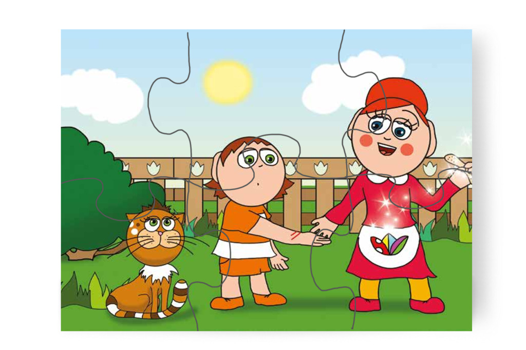 Varázsragtapasz kerül Ádám kezére – Ádám és a zizegő bokor puzzle, 6 darab [TC26-18-P06]