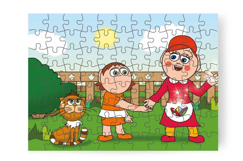 Varázsragtapasz kerül Ádám kezére – Ádám és a zizegő bokor puzzle, 88 darab [TC26-18-P88]
