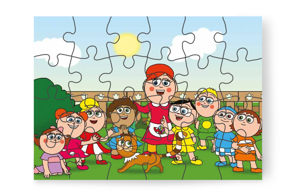 A gyerekek a cicáról beszélgetnek – Ádám és a zizegő bokor puzzle, 24 darab [TC26-19-P24]