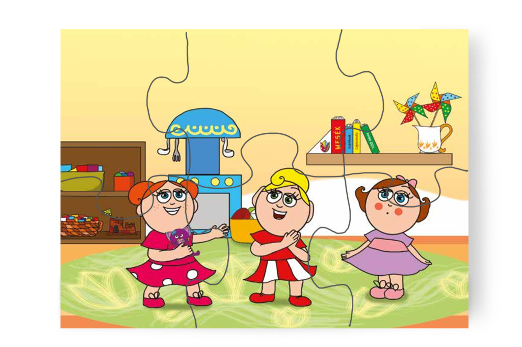 Kata megcsodálja Folti cicát – Klára és az elveszett alvóka puzzle, 6 darab [TC31-03-P06]