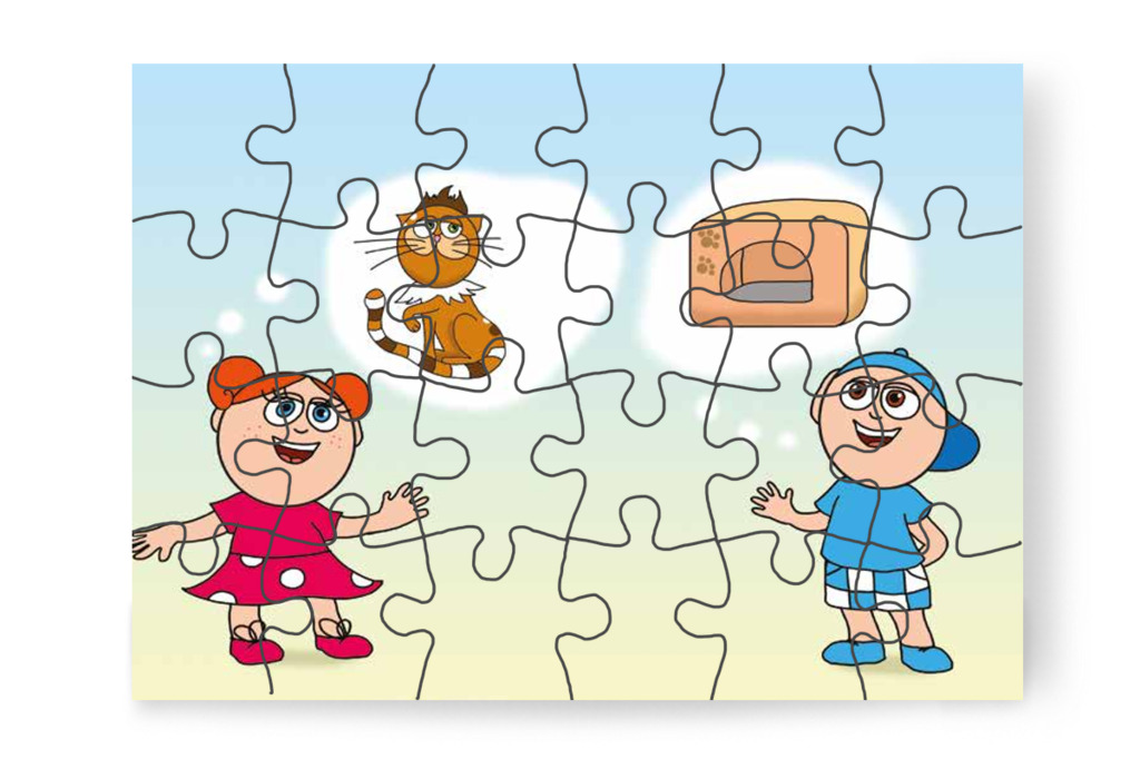 Klára nevet javasol a cicának – Ádám és a zizegő bokor puzzle, 24 darab [TC26-20-P24]