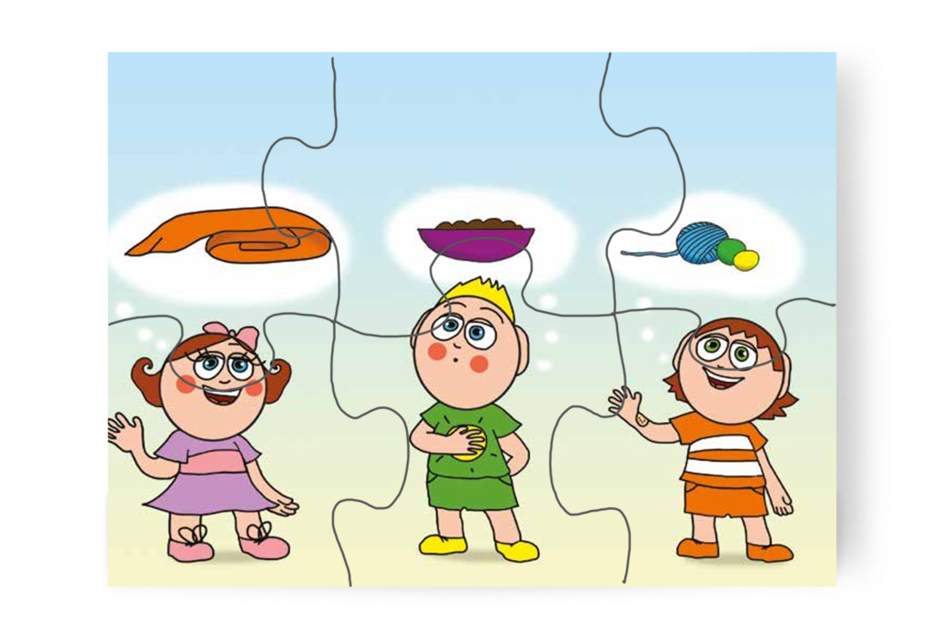 Ötletek születnek Bibi cicának – Ádám és a zizegő bokor puzzle, 6 darab [TC26-21-P06]