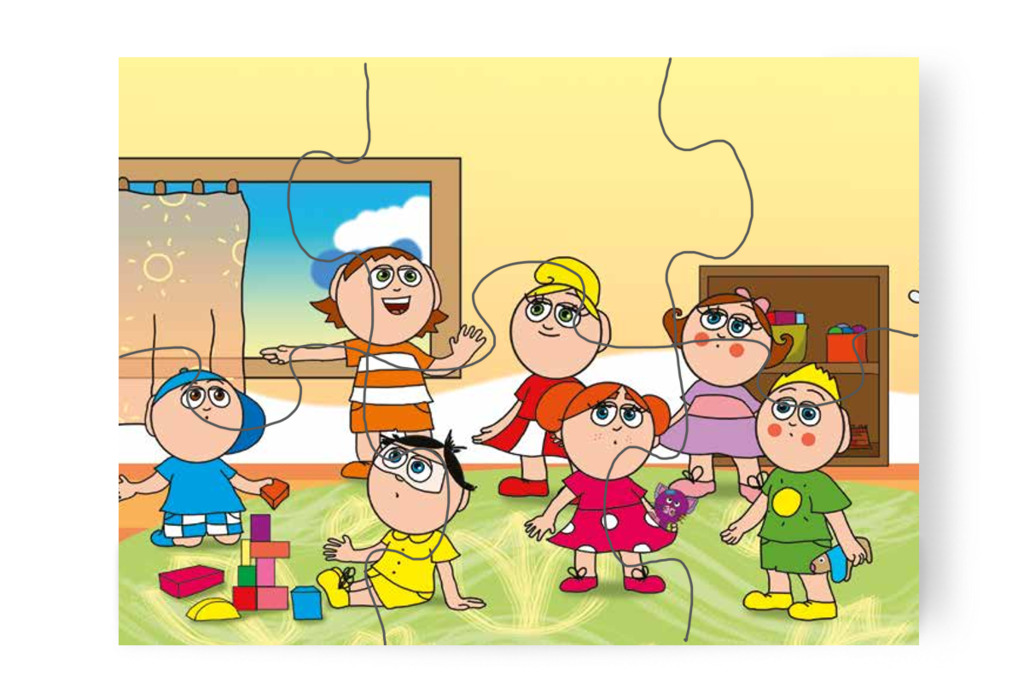 Ádám észreveszi Bibi cicát – Klára és az elveszett alvóka puzzle, 6 darab [TC31-06-P06]