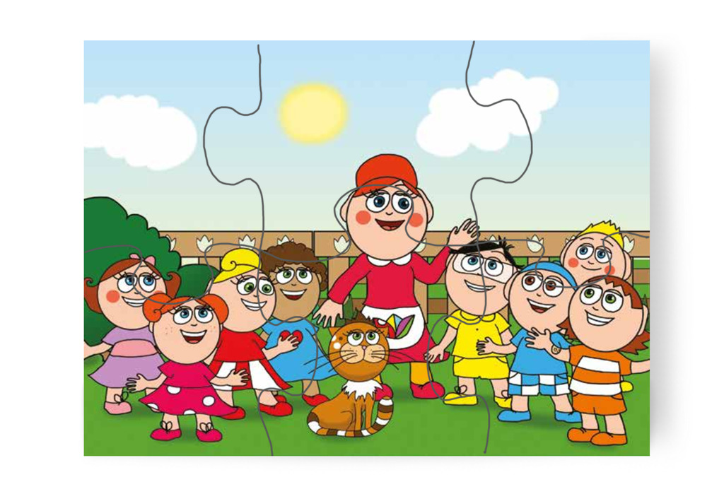 A gyerekek békén hagyják a cicát – Ádám és a zizegő bokor puzzle, 6 darab [TC26-23-P06]