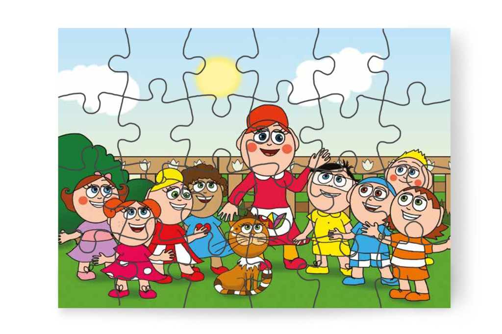 A gyerekek békén hagyják a cicát – Ádám és a zizegő bokor puzzle, 24 darab [TC26-23-P24]