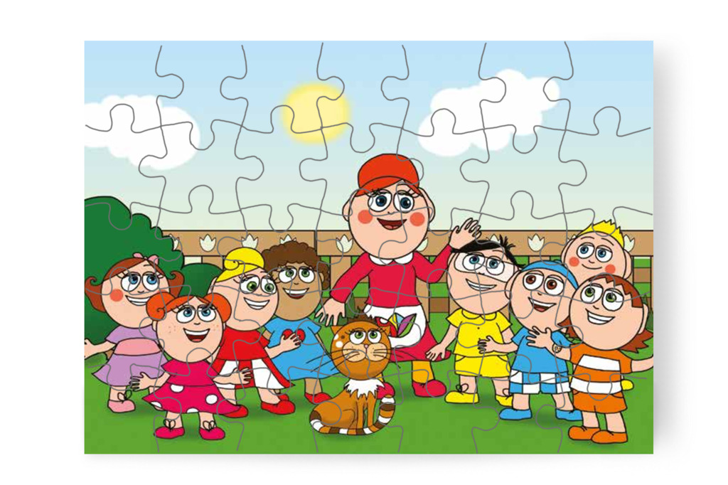 A gyerekek békén hagyják a cicát – Ádám és a zizegő bokor puzzle, 35 darab [TC26-23-P35]