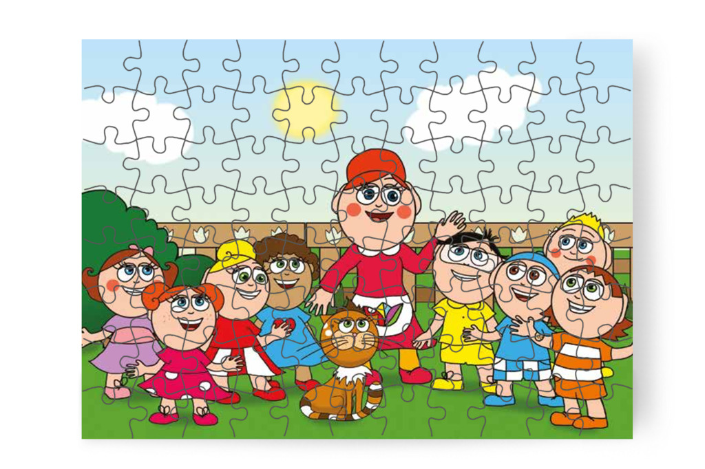 A gyerekek békén hagyják a cicát – Ádám és a zizegő bokor puzzle, 88 darab [TC26-23-P88]