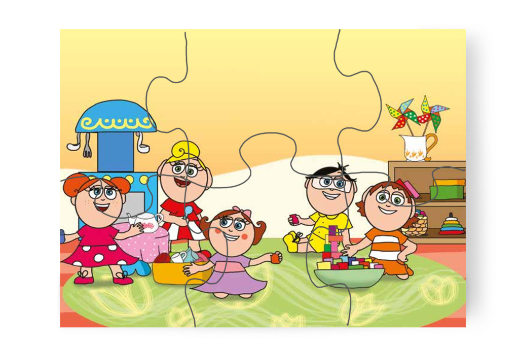 Békés délelőtt a Tulipán Csoportban – Dolly iskolásat akar játszani puzzle, 6 darab [TC27-01-P06]