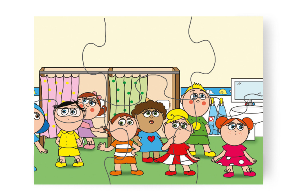 A mosdóban is kutatnak – Klára és az elveszett alvóka puzzle, 6 darab [TC31-17-P06]