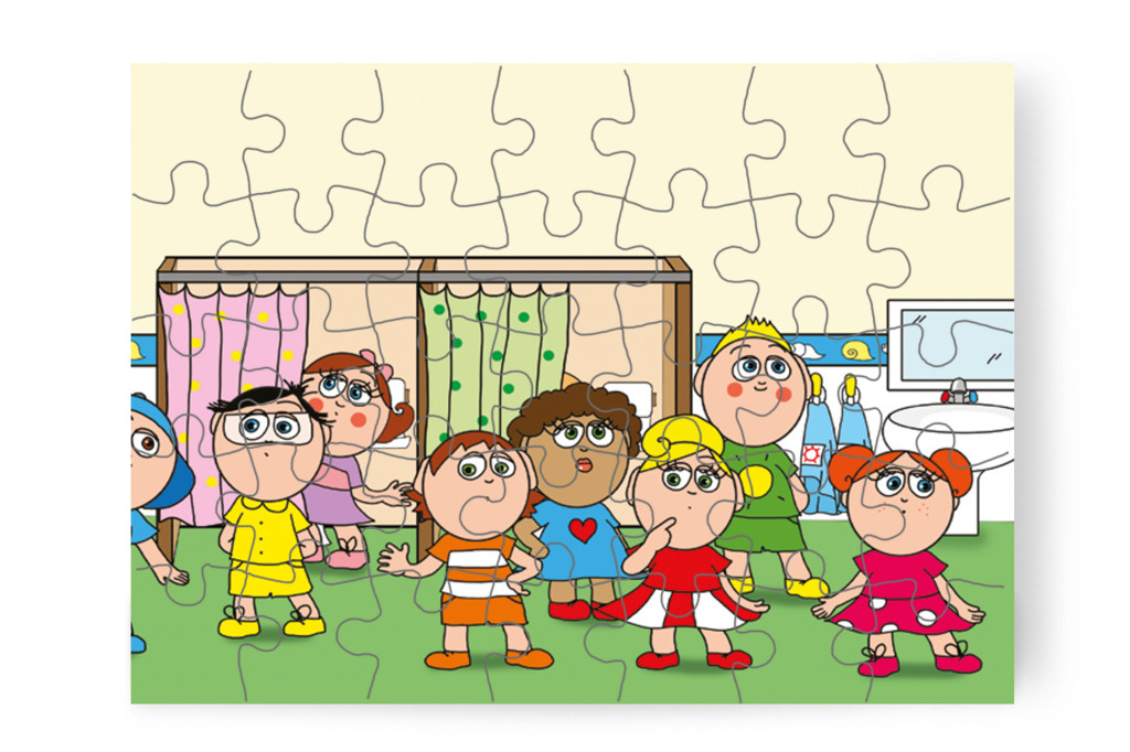 A mosdóban is kutatnak – Klára és az elveszett alvóka puzzle, 35 darab [TC31-17-P35]