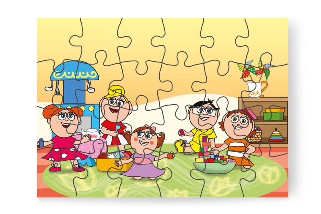 Békés délelőtt a Tulipán Csoportban – Dolly iskolásat akar játszani puzzle, 24 darab [TC27-01-P24]