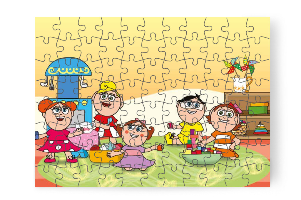 Békés délelőtt a Tulipán Csoportban – Dolly iskolásat akar játszani puzzle, 88 darab [TC27-01-P88]