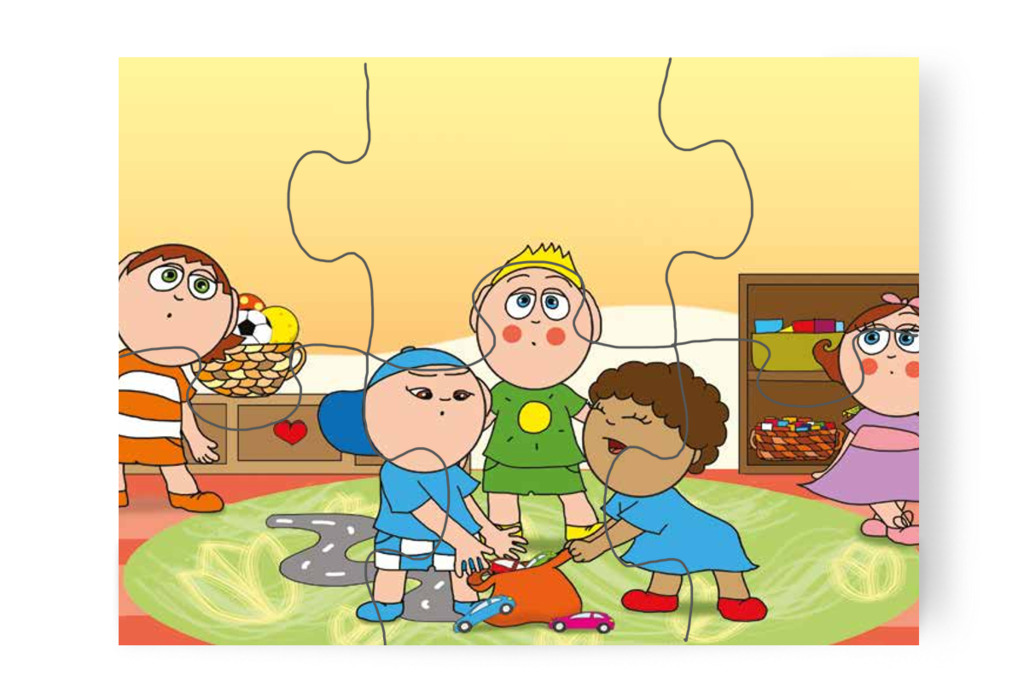 Vita támad a kosár körül – Dolly iskolásat akar játszani puzzle, 6 darab [TC27-06-P06]