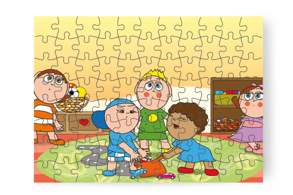 Vita támad a kosár körül – Dolly iskolásat akar játszani puzzle, 88 darab [TC27-06-P88]